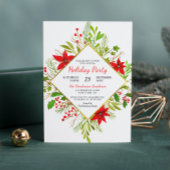 Prettige feestdagen Waterverf Poinsettia | Kerstmi Kaart