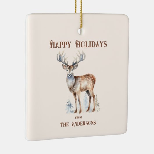 Prettige feestdagen Waterverf Rendier gepersonalis Keramisch Ornament (Rechts)