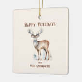 Prettige feestdagen Waterverf Rendier gepersonalis Keramisch Ornament (Links)
