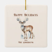 Prettige feestdagen Waterverf Rendier gepersonalis Keramisch Ornament (Achterkant)