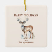 Prettige feestdagen Waterverf Rendier gepersonalis Keramisch Ornament (Voorkant)