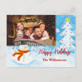 prettige feestdagen Waterverf Snowman Foto Kerstmi Briefkaart (Voorkant)