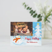 prettige feestdagen Waterverf Snowman Foto Kerstmi Briefkaart (Staand voorkant)