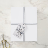 prettige feestdagen Waterverf Snowy Owl Blue Gift  Cadeaulabel (Met Touw)