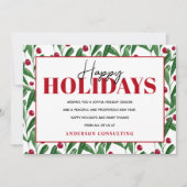 Prettige feestdagen Waterverf Winter Berries Busin Feestdagenkaart (Voorkant)