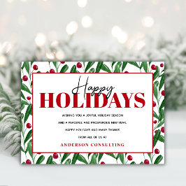 Prettige feestdagen Waterverf Winter Berries Busin Feestdagenkaart