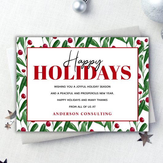 Prettige feestdagen Waterverf Winter Berries Busin Feestdagenkaart