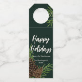 Prettige feestdagen Waterverf Winterden Flessenhanger (Voorkant)