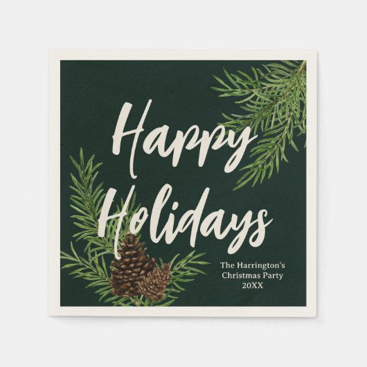 Prettige feestdagen Waterverf Winterden gepersonal Servet (Voorkant)