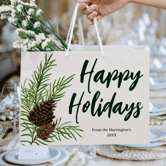 Prettige feestdagen Waterverf Winterden Ivoor Groot Cadeauzakje