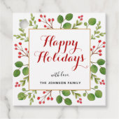 prettige feestdagen Waterverf wintergroene plein Bedankjes Labels (Voorkant)