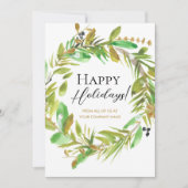 Prettige feestdagen Waterverf Wreath Corporate Xma Feestdagenkaart (Voorkant)