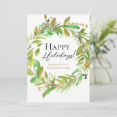 Prettige feestdagen Waterverf Wreath Corporate Xma Feestdagenkaart (Staand voorkant)