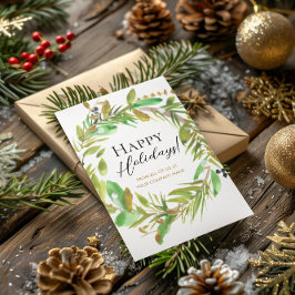 Prettige feestdagen Waterverf Wreath Corporate Xma Feestdagenkaart
