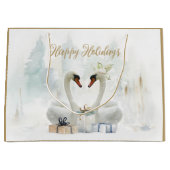 prettige feestdagen Waterverf Zwans en Gifts Groot Cadeauzakje (Voorkant)
