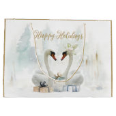 prettige feestdagen Waterverf Zwans en Gifts Groot Cadeauzakje (Achterkant)