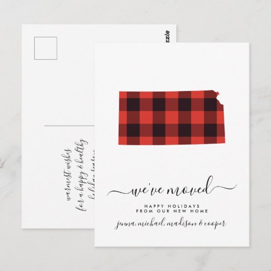 prettige feestdagen | We hebben ons verplaatst | K Briefkaart (Voorkant / Achterkant)