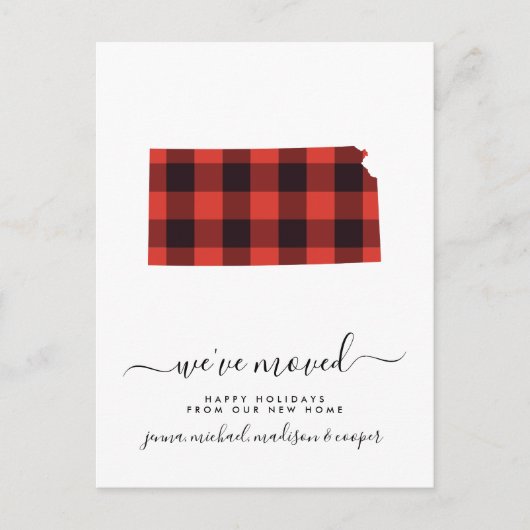 prettige feestdagen | We hebben ons verplaatst | K Briefkaart (Voorkant)