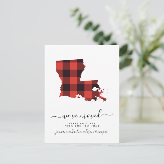 prettige feestdagen | We hebben ons verplaatst | L Briefkaart (Staand voorkant)