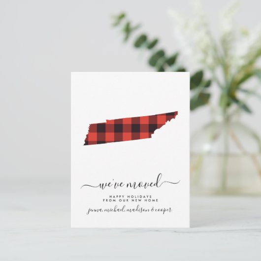 prettige feestdagen | We hebben ons verplaatst | T Briefkaart (Staand voorkant)