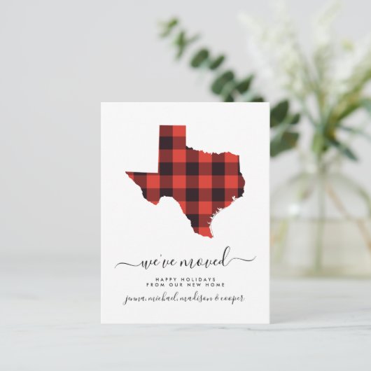 prettige feestdagen | We hebben ons verplaatst | T Briefkaart (Staand voorkant)