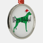 prettige feestdagen Weimaraner Metalen Ornament (Rechts)