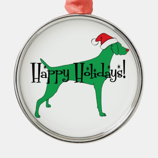 prettige feestdagen Weimaraner Metalen Ornament (Voorkant)