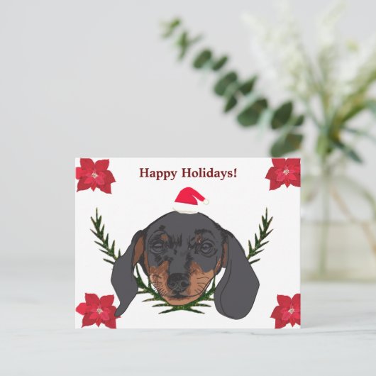 prettige feestdagen Weiner Dog Briefkaart (Staand voorkant)