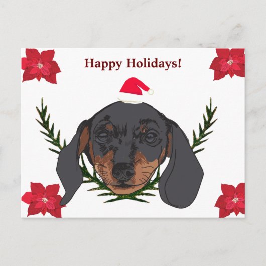 prettige feestdagen Weiner Dog Briefkaart (Voorkant)