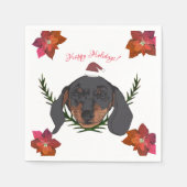 prettige feestdagen Weiner Dog Servet (Voorkant)
