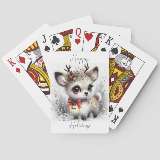 Prettige feestdagen weinig rendier pokerkaarten (Achterkant)