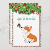 prettige feestdagen Welsh Corgi Cartoon Kaart (Voorkant / Achterkant)