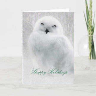 Prettige feestdagen _. Wenskaart van de sneeuwuil Kaart