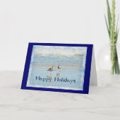 Prettige feestdagen Wenskaart Zeemeeuwen en golven (Voorkant)