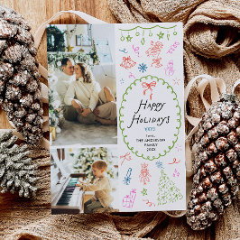 Prettige feestdagen Whimsical Hand getekend Feestdagenkaart