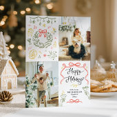 Prettige feestdagen Whimsical Hand getrokken strik Feestdagenkaart