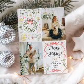 Prettige feestdagen Whimsical Hand getrokken strik Feestdagenkaart