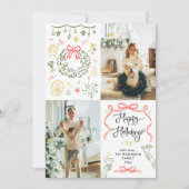 Prettige feestdagen Whimsical Hand getrokken strik Feestdagenkaart (Voorkant)