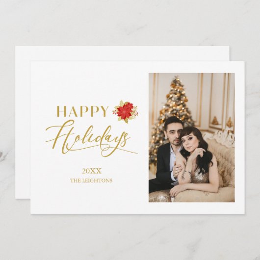 prettige feestdagen Whimsical Ponsettia (Voorkant / Achterkant)