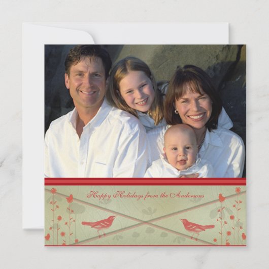 Prettige feestdagen Whimsical Red Bird Kaart (Voorkant)