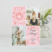 Prettige feestdagen Whimsical Retro Hand getekend Feestdagenkaart (Staand voorkant)