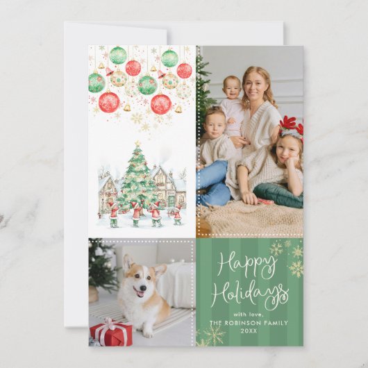 Prettige feestdagen Whimsical Winter Village Feestdagenkaart (Voorkant)