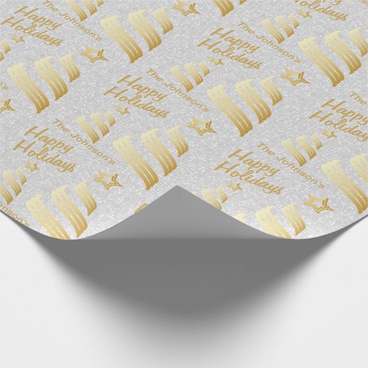 prettige feestdagen White Confetti and Gold | Kers Cadeaupapier (Hoek)