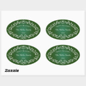 prettige feestdagen White Festive Lijst on Green Ovale Sticker (Vel)