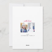 prettige feestdagen White Snowy Minimal Family Fot Feestdagenkaart (Achterkant)