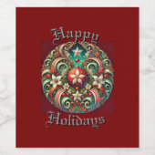 prettige feestdagen wijn etiket (Enkel label)