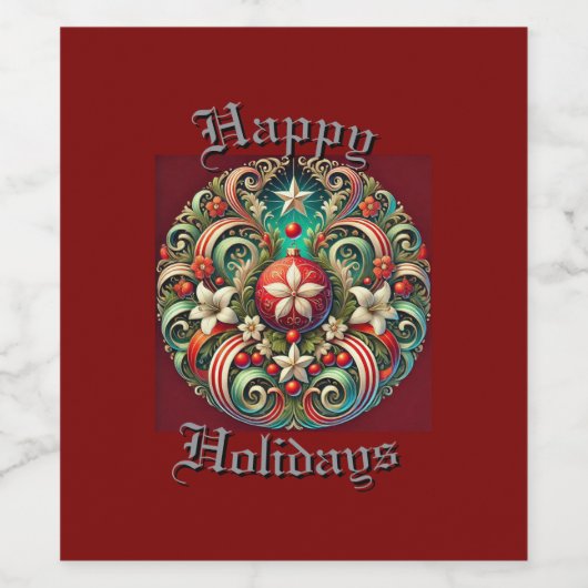 prettige feestdagen wijn etiket (Enkel label)