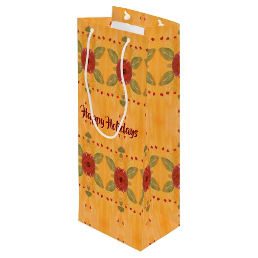 Prettige feestdagen | Wine Paper Gift Bag Wijn Cadeautas (Achterkant Gekanteld)
