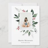 prettige feestdagen Winter Berry Botanische Foto Feestdagenkaart (Voorkant)