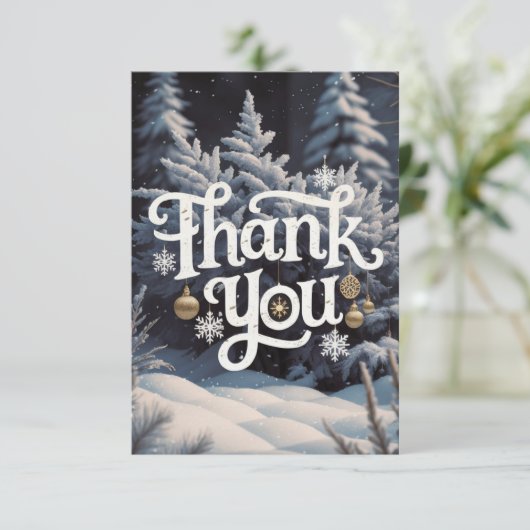 Prettige feestdagen Winter Charming Pine Bedankkaart (Staand voorkant)